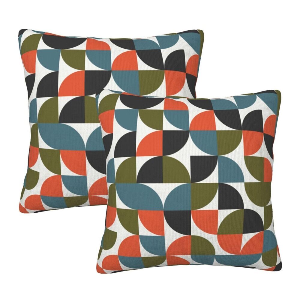 8974 Mid Century Throw Pillow Covers 18 X 18 Inch Set of 2 Pillow Cases